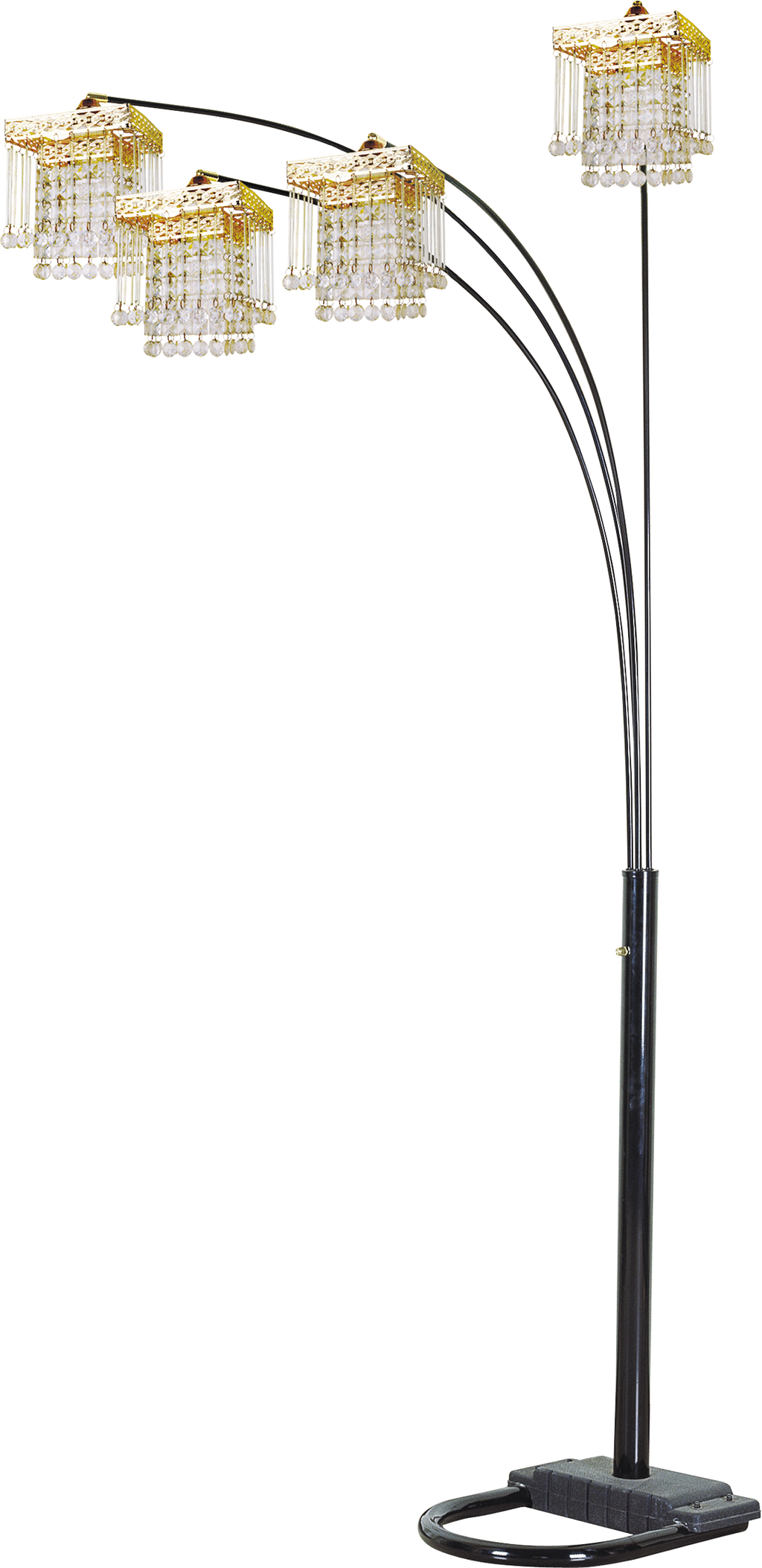 Black 4-SQUARE SHADE CRYSTAL INSPIRED ARCH FLOOR LAMP