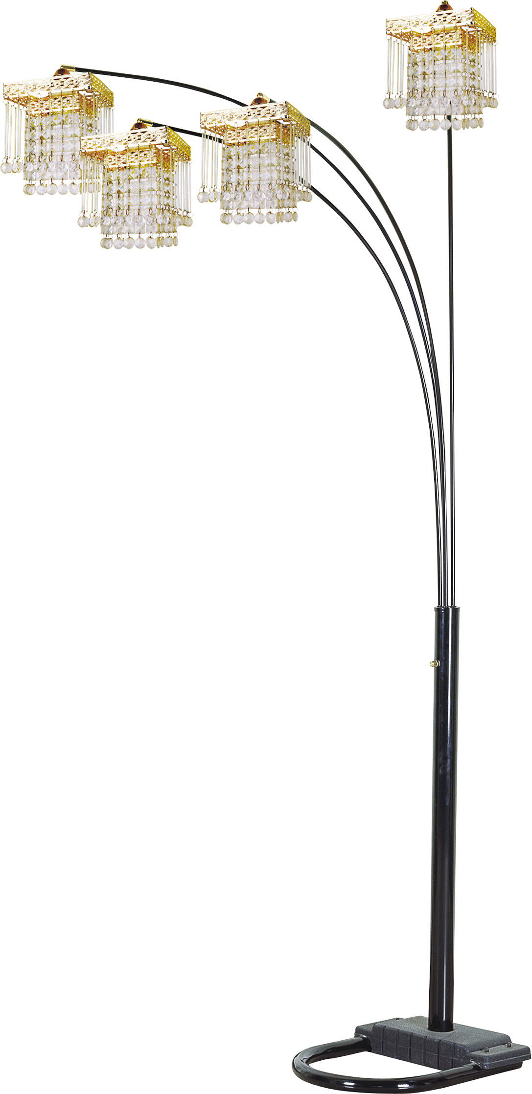 Black 4-SQUARE SHADE CRYSTAL INSPIRED ARCH FLOOR LAMP