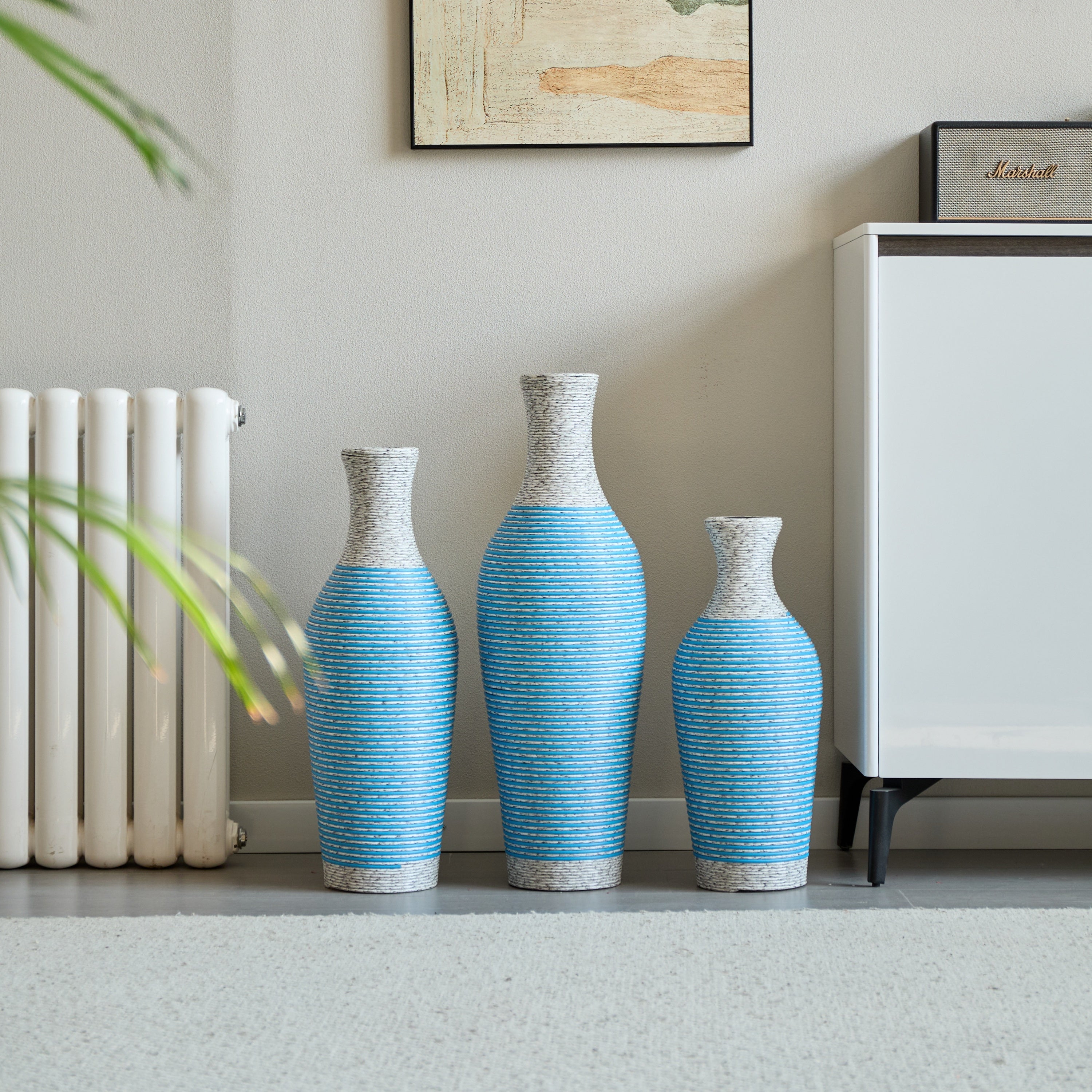 Desktop Vase, Brown Decorative Floor Vase, Classic and Neat Floor Vase, High Independent Flower Stand, Artificial Vine Vase, PVC Floor Vase, Home Decoration Flower Stand Set of 3 pieces