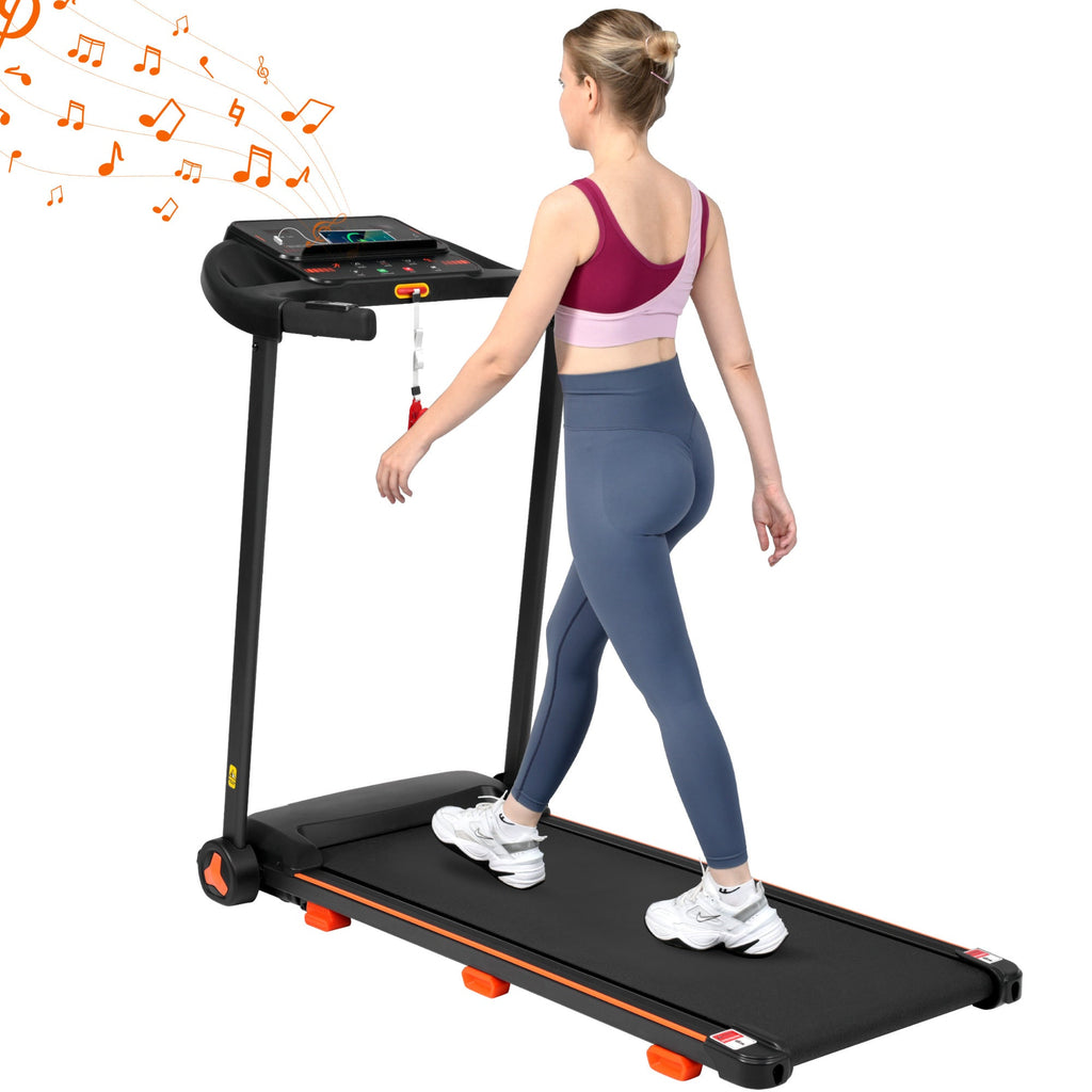 Treadmills for Home, 2.5HP Quiet Folding Treadmill with Heart Rate Sensor, 300lbs Weight Capacity, 7.5MPH, Incline Treadmill With USB Charge Station For Android & Bluetooth Speaker, 6 Shock-Absorbing