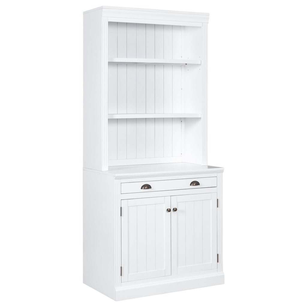 83.4"Tall Bookshelf with LED Lighting, Modern Bookcase with 2 Doors and 1 Drawer,Storage Bookcase with Open Shelves for Living Room,Home Office,White