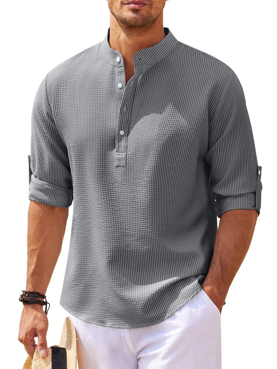 Half Button Long Sleeve Shirt