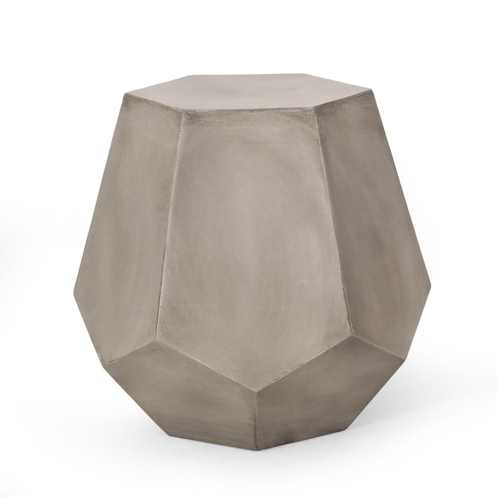 Outdoor CALGARY Side Table Light Grey Magnesium Oxide Contemporary Design 20.50 x 18.50 x 18.75 inches