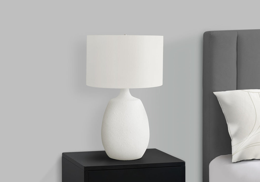 Lighting, 26'h, Table Lamp, Ivory / Cream Shade, Cream Resin, Contemporary