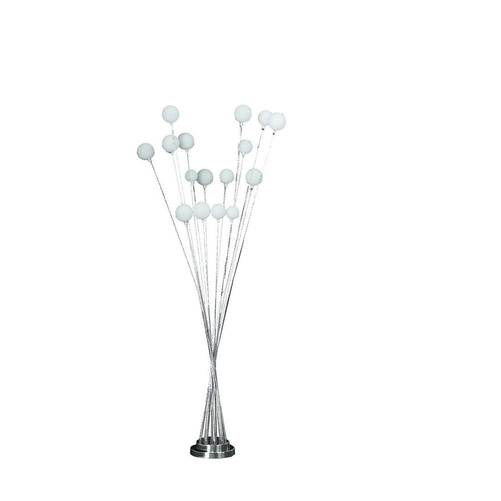 61.5' In 16-Light Acrylic Globe Aluminun Led Chrysanthe Silver Chrome Metal Floor Lamp