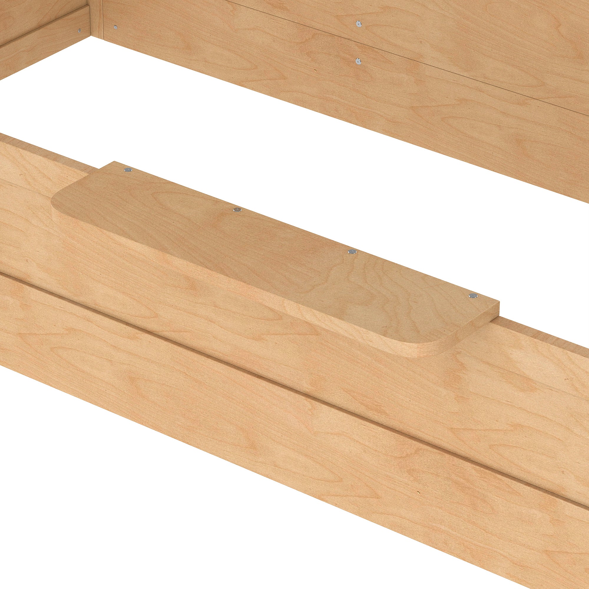 Twin Size Floor Bed with Guardrails and Roof, Kids House Floor Bed with a Small Built-in Tray and Free-installed Signboard, Childlike Design, Natural