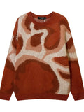 Abstract Pattern Round Neck Knit Sweater