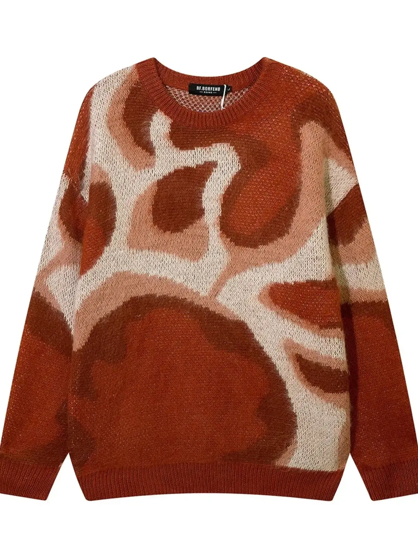 Abstract Pattern Round Neck Knit Sweater