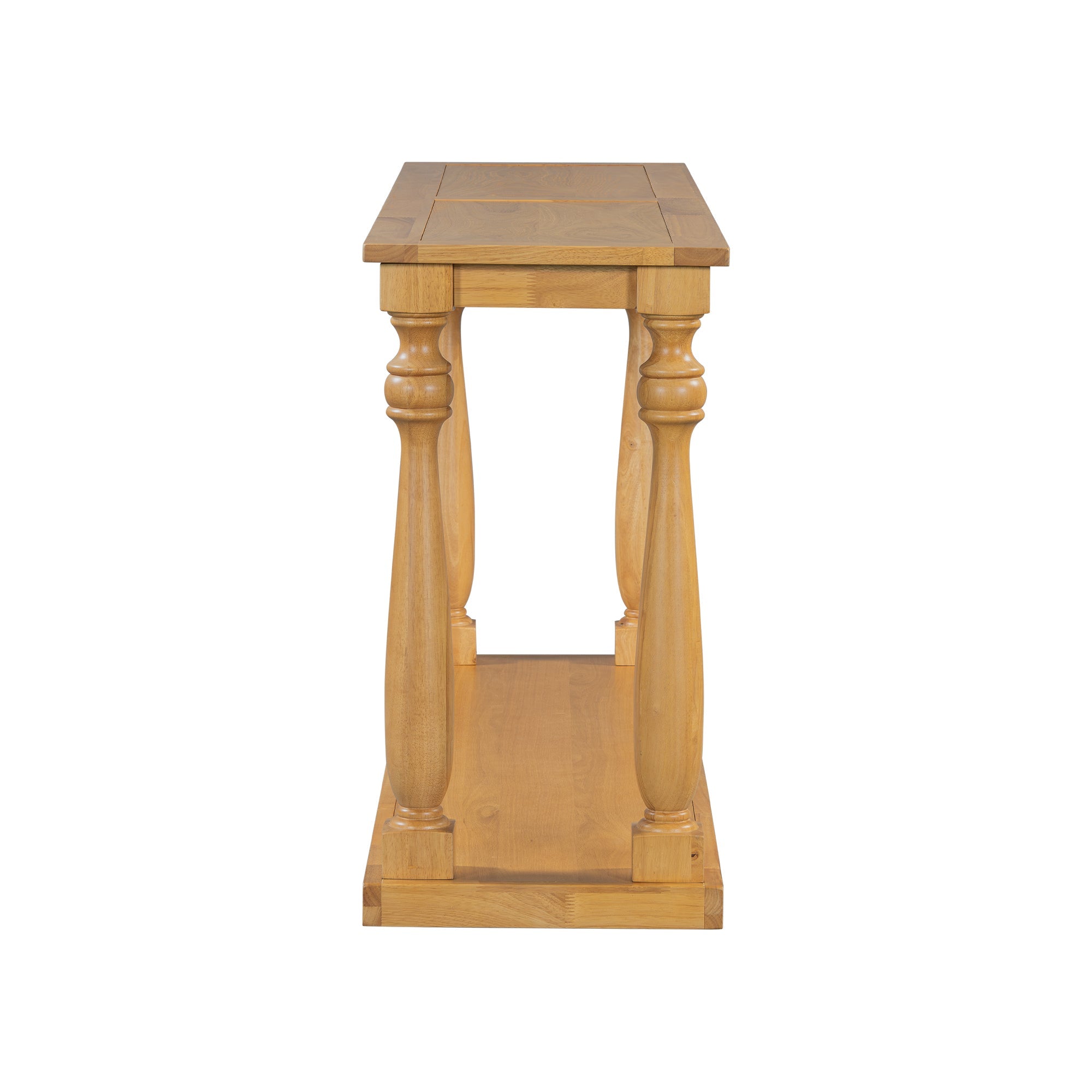 U_STYLE Vintage Wood Grain Console Table with Bottom Shelf and Four Vase Legs, Suitable for Entryway, Hallway, Living Room, Bedroom