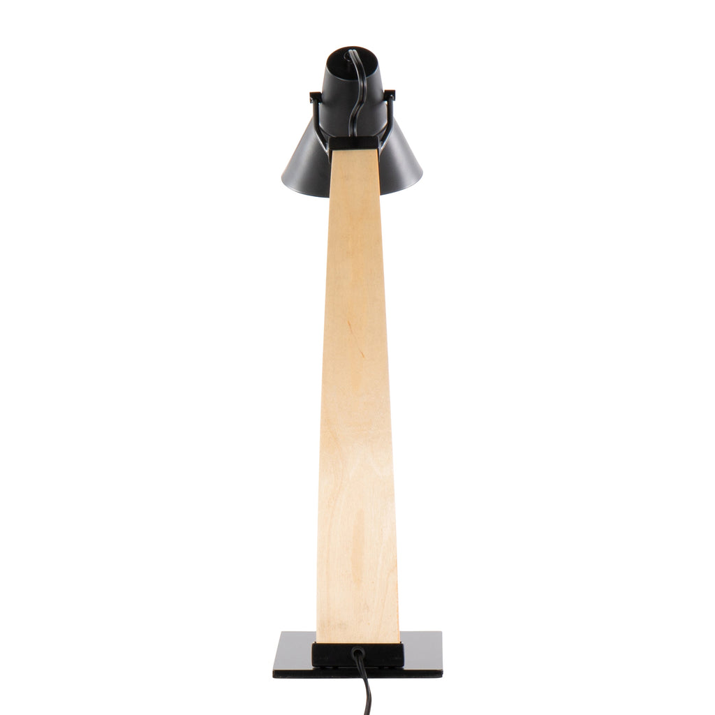 Noah Contemporary Table Lamp in Natural Wood and Black Metal by LumiSource