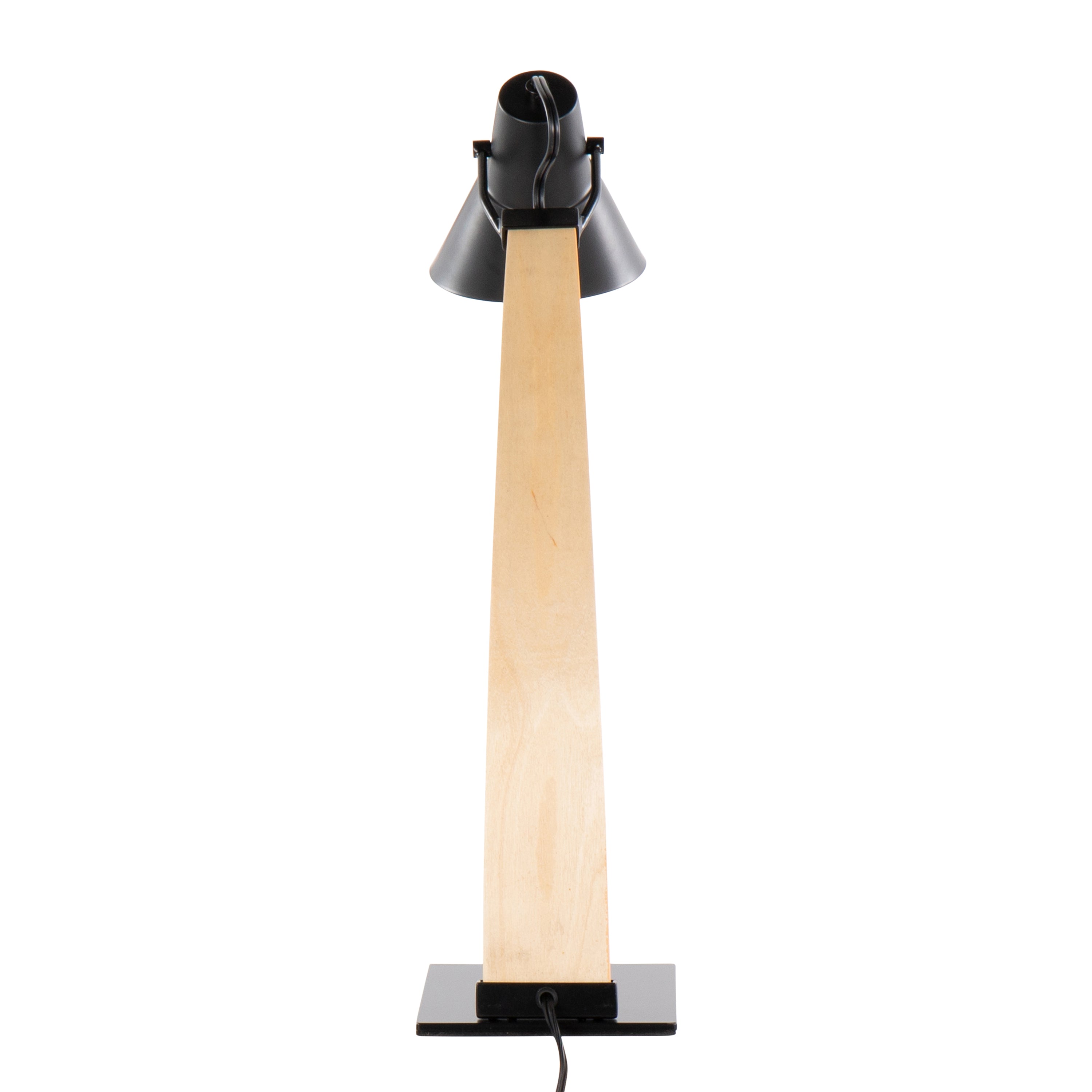 Noah Contemporary Table Lamp in Natural Wood and Black Metal by LumiSource
