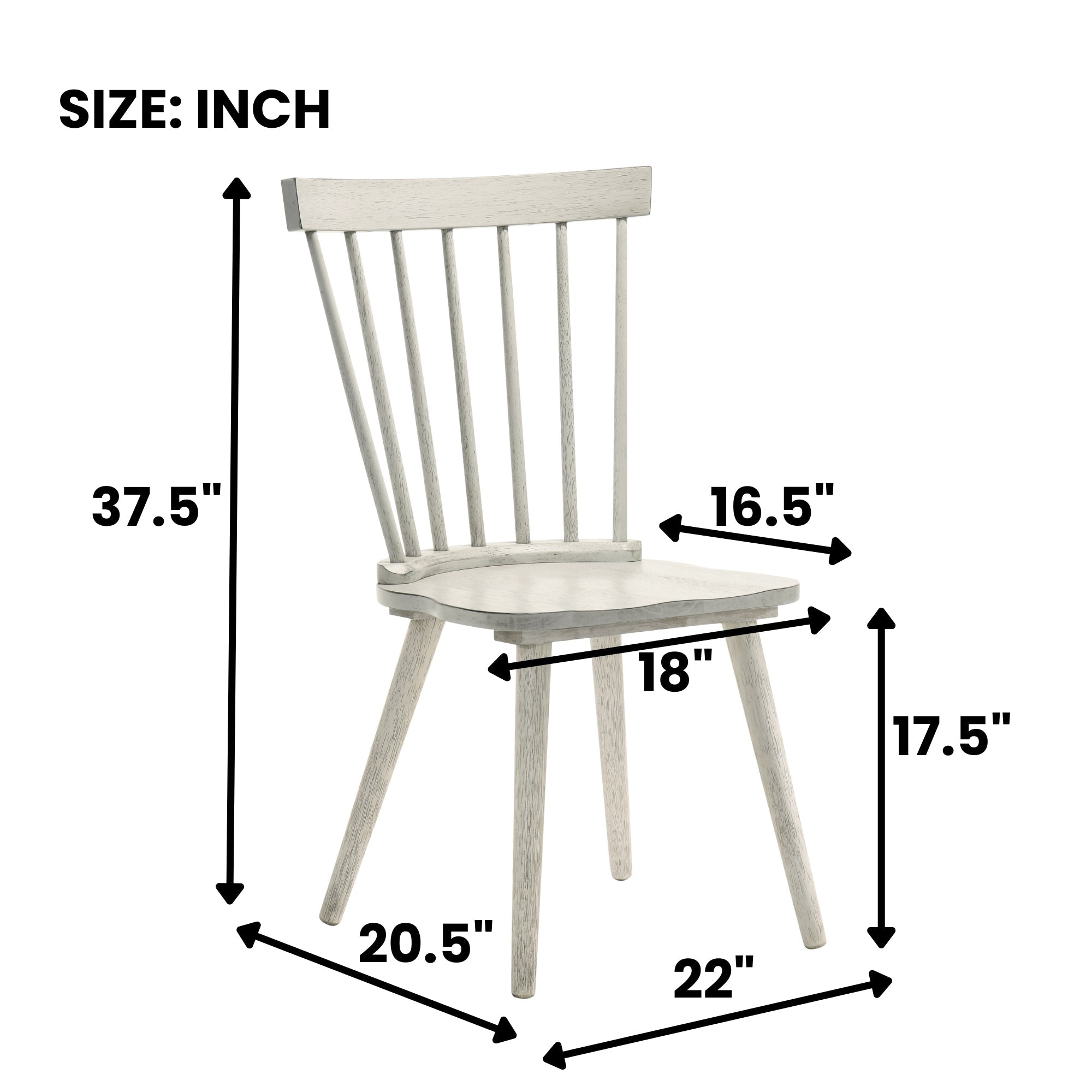 2-Piece Rustic Dining Side Chair Set, Solid Wood Frame, Farmhouse Modern Design, Easy Assembly