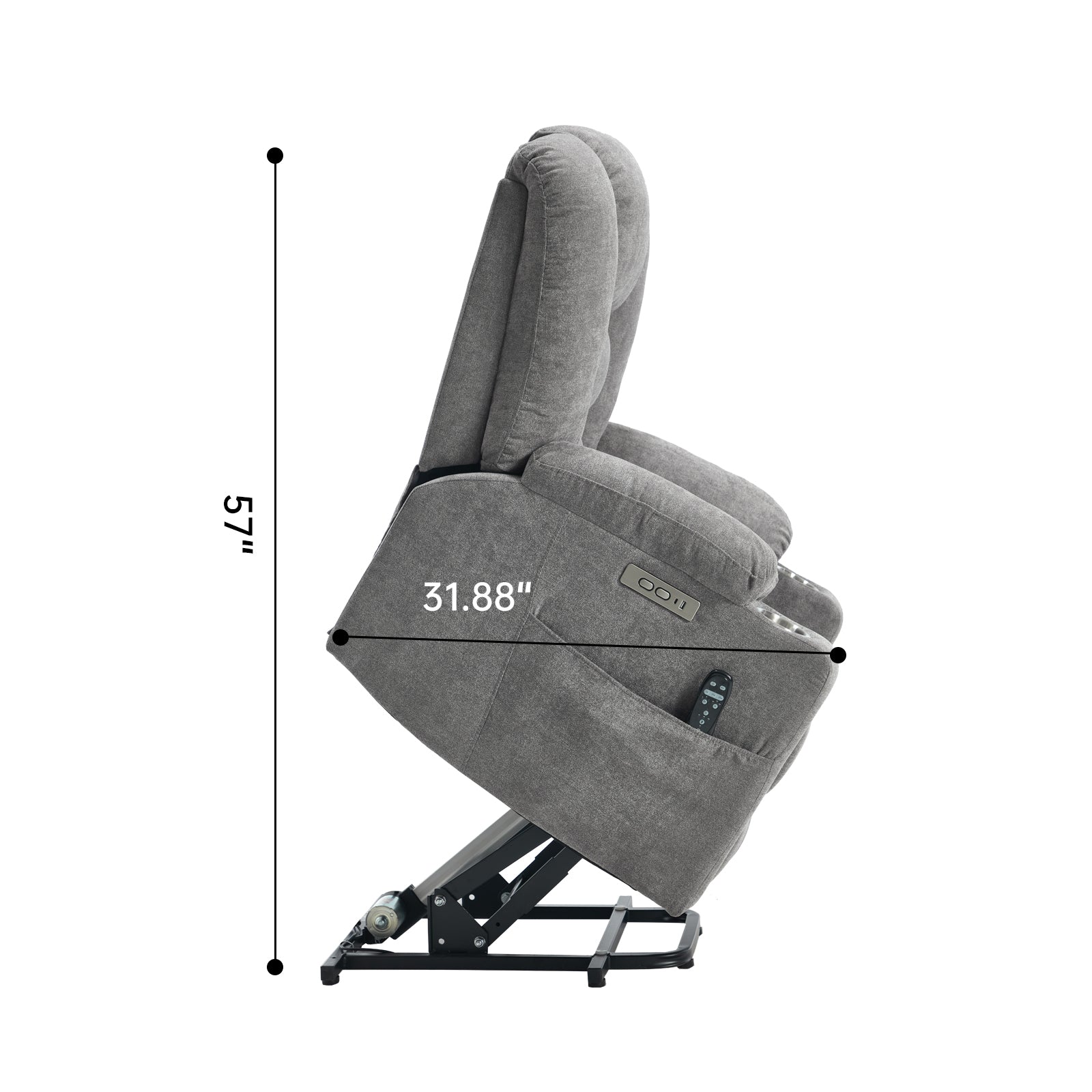 Power Lift Recliner Chair with Massage and Heat for Elderly, Overstuffed Wide Recliners, Heavy Duty Motion Mechanism with USB and Type C Ports, 2 Steel Cup Holders, Light Grey