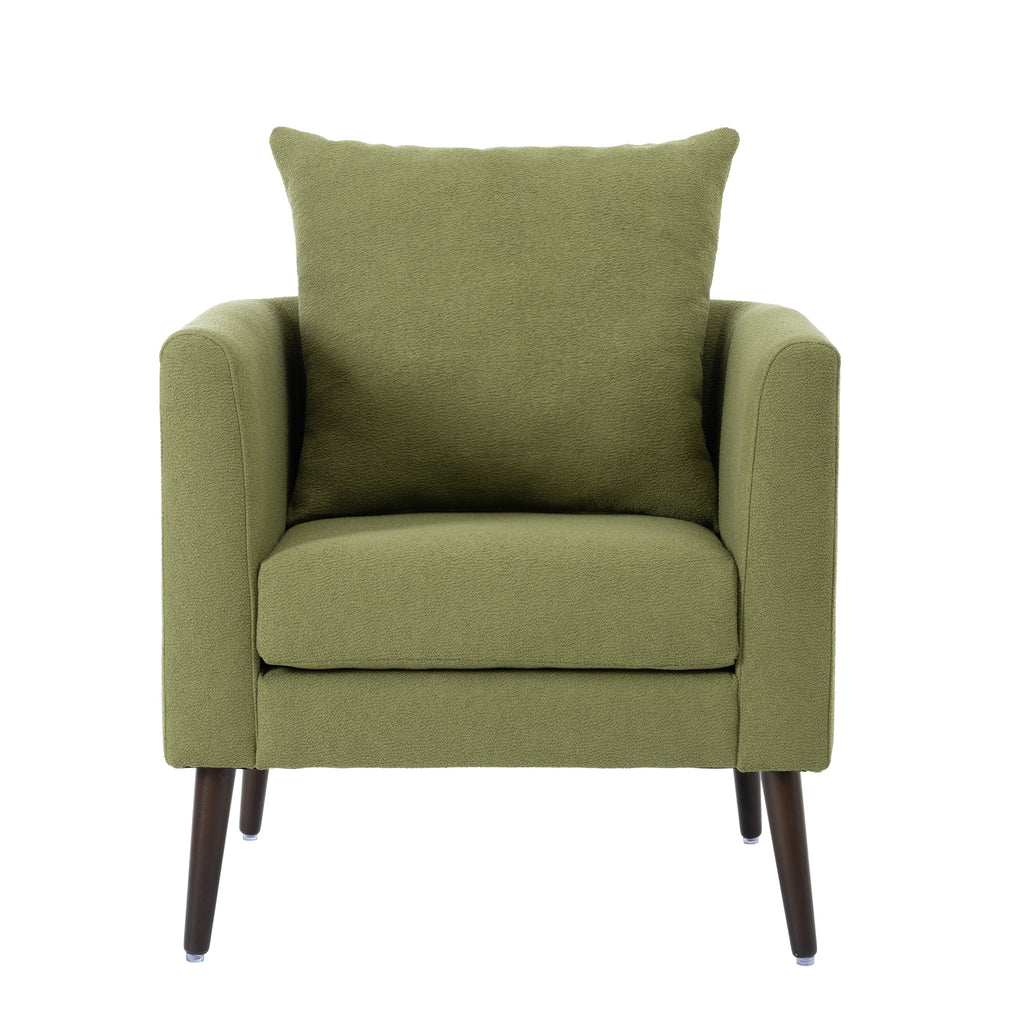 Barrel Chair, Modern Accent Chair, Fabric Armchair Club Chair,Upholstered Arm Chair with Solid Wood Legs,Waist Pillow,Padded Single Chair for Living Room/Bedroom/Study/Waiting Room,Olive Green