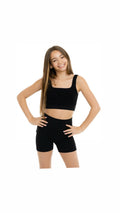 Malibu sugar Girl's (10-14) One Size Ribbed Crop Sports Tank Top & One Size Ribbed Bike Shorts - Set