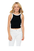 Malibu sugar trim sleeveless top black and white