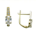 14k Yellow Gold CZ April Birthstone Leverback Earrings
