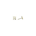 14k Yellow Gold CZ Initial H Stud Earrings