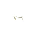 14k Yellow Gold CZ Initial V Stud Earrings