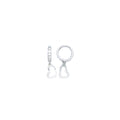 14k White Gold CZ Hollow Heart Huggy Earrings