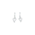 14k White Gold CZ Jeweled Heart Huggy Earrings