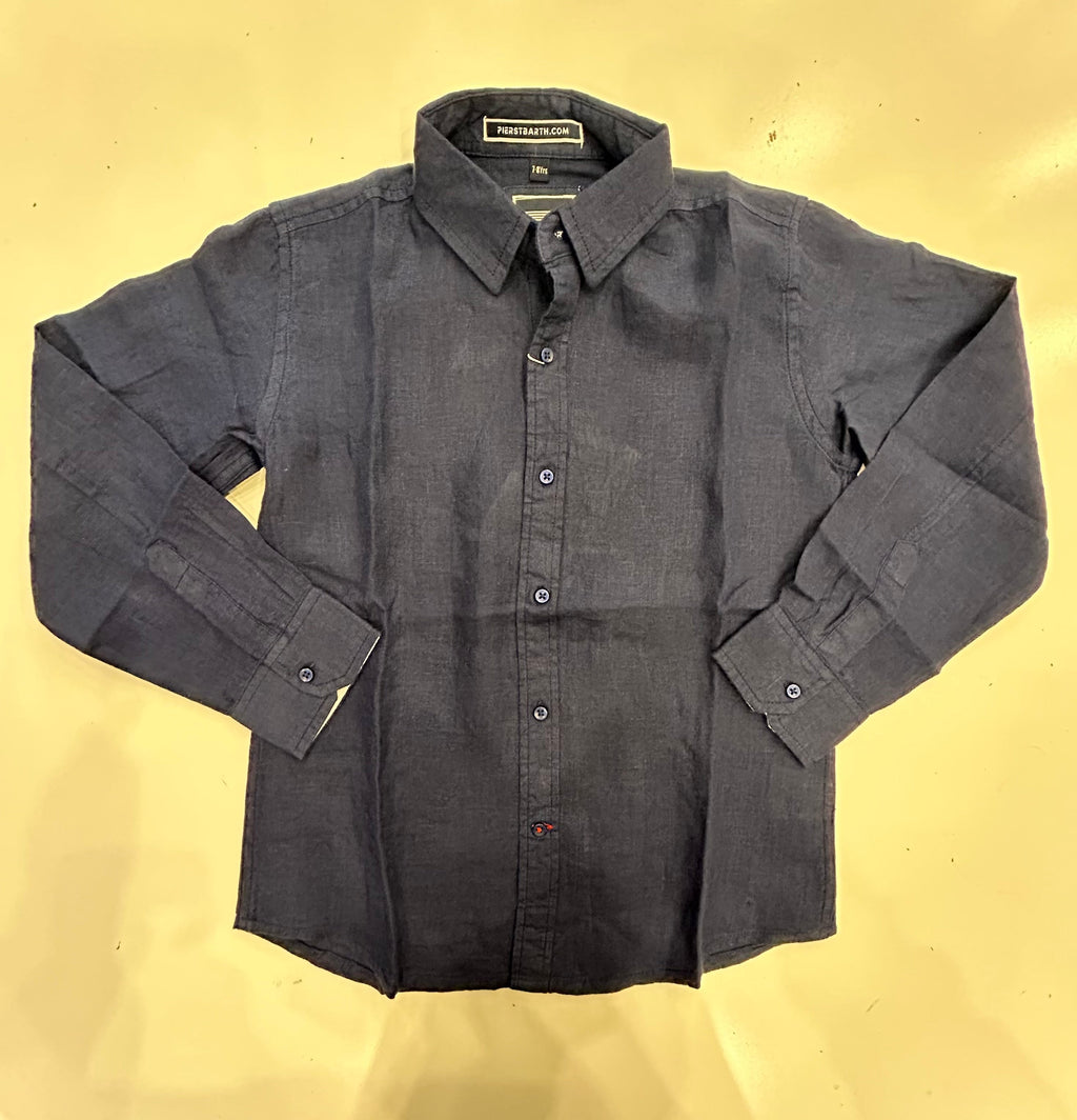 Pier St. Barth - Kids Linen Solid Long Sleeve Button Downs
