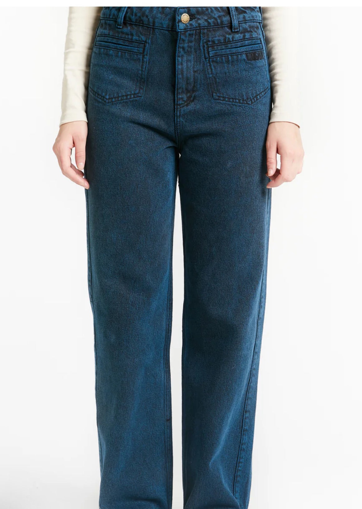 Indee - Straight Leg Jean Trousers, Blue Black