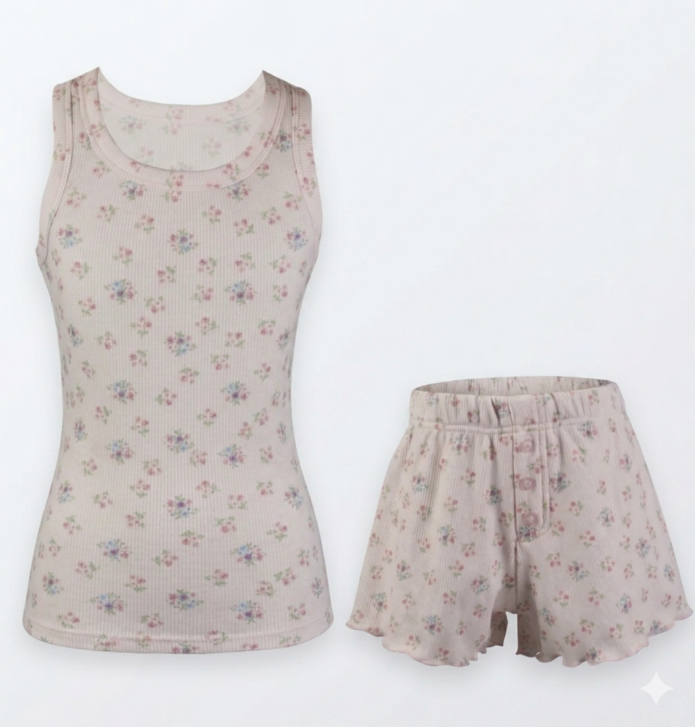 FBZ- FLOWER TANK WITH SHORTS SET