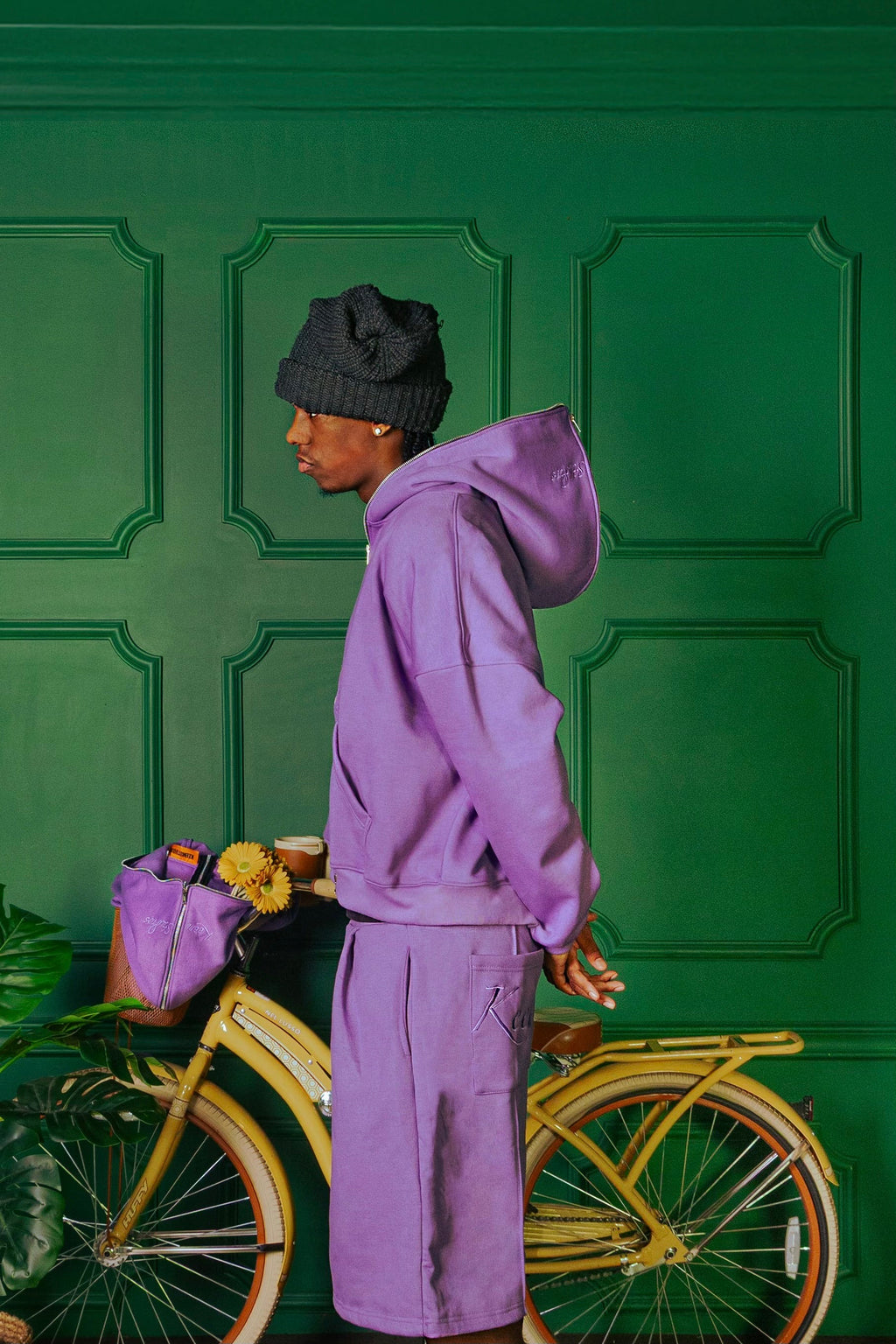 Purple Pleated Sweatshort