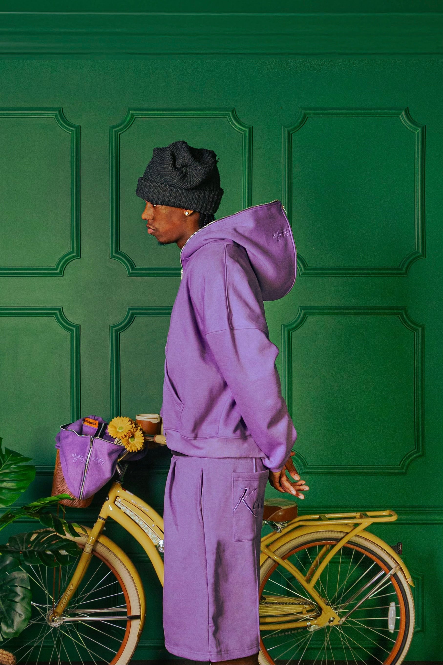 Purple Pleated Sweatshort