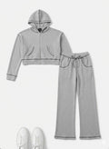 FBZ - Grey Waffle Sweatsuit With Black Stitching