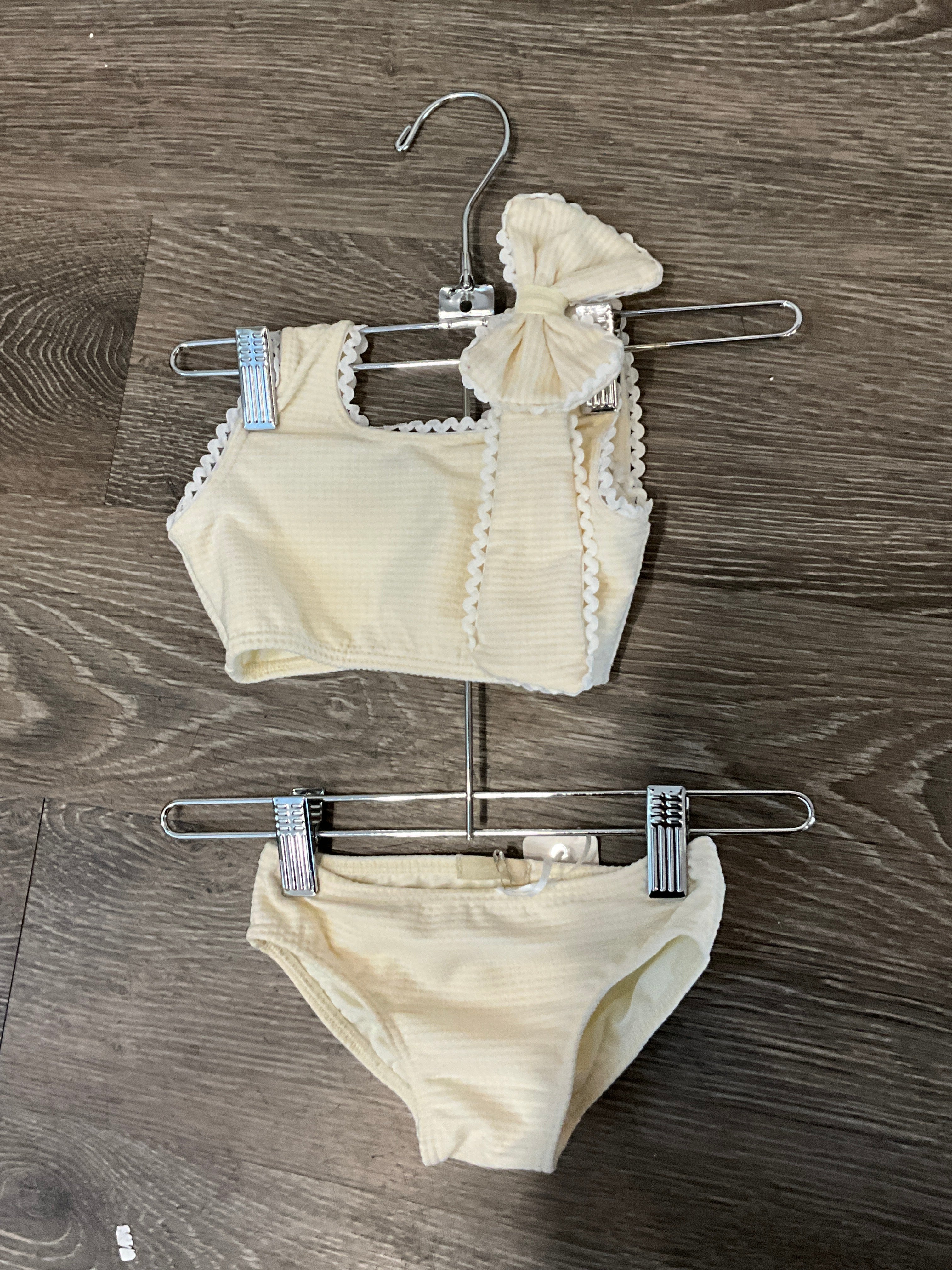 Planet Sea - 2 Pc Cream Gingham Bathing Suit