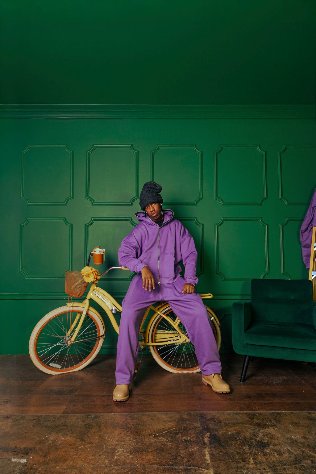 Purple Pleated Sweatpant