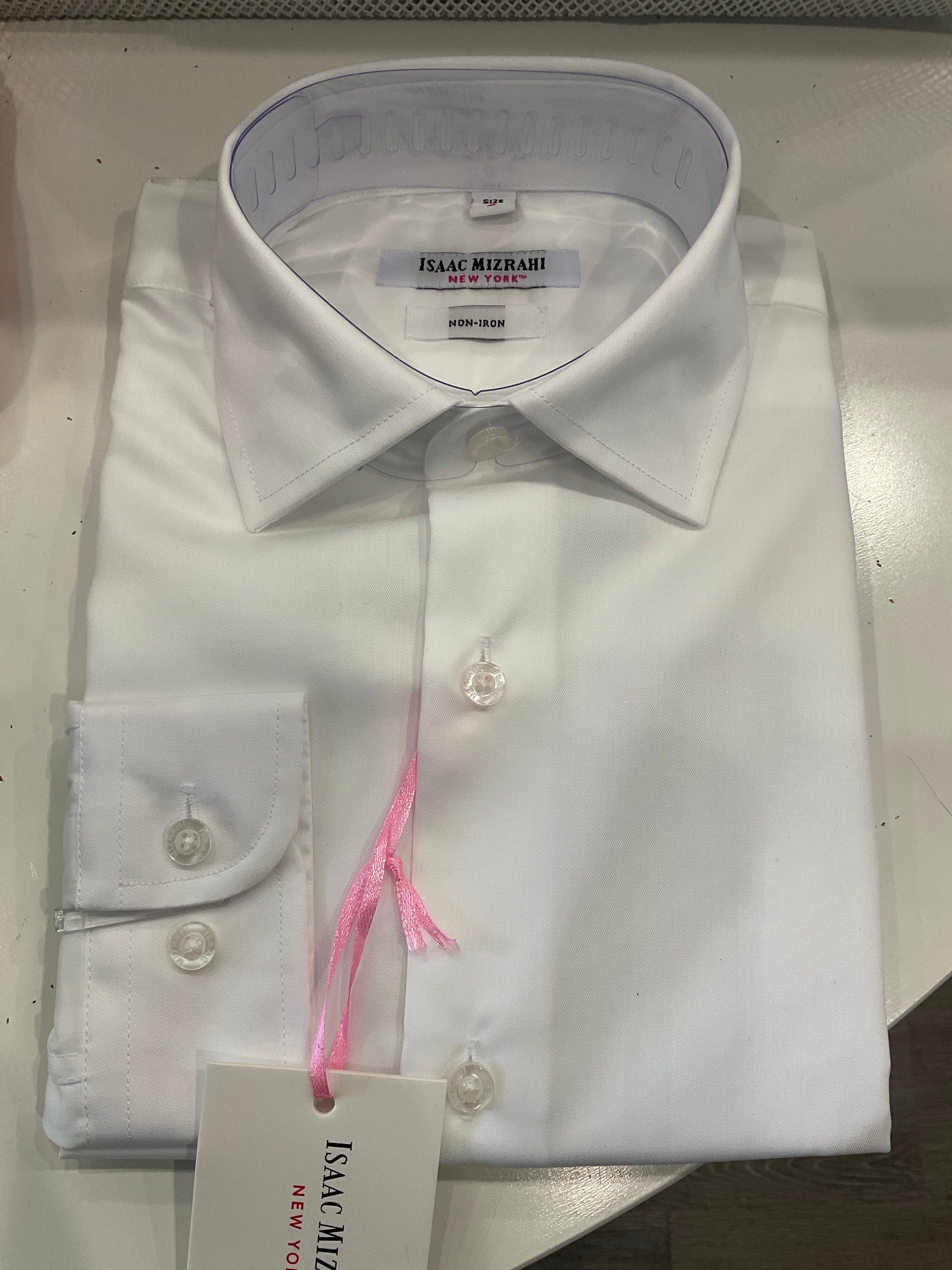 Isaac Mizrahi - Non Iron White 4 Way Stretch Solid Shirt Long Sleeve