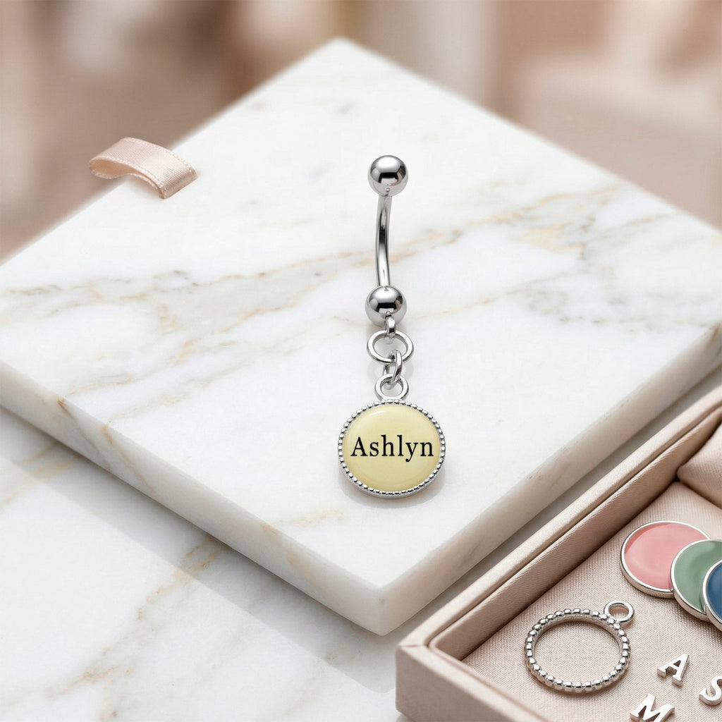 Custom Glow in the Dark Personalized Name Dangle Belly Ring