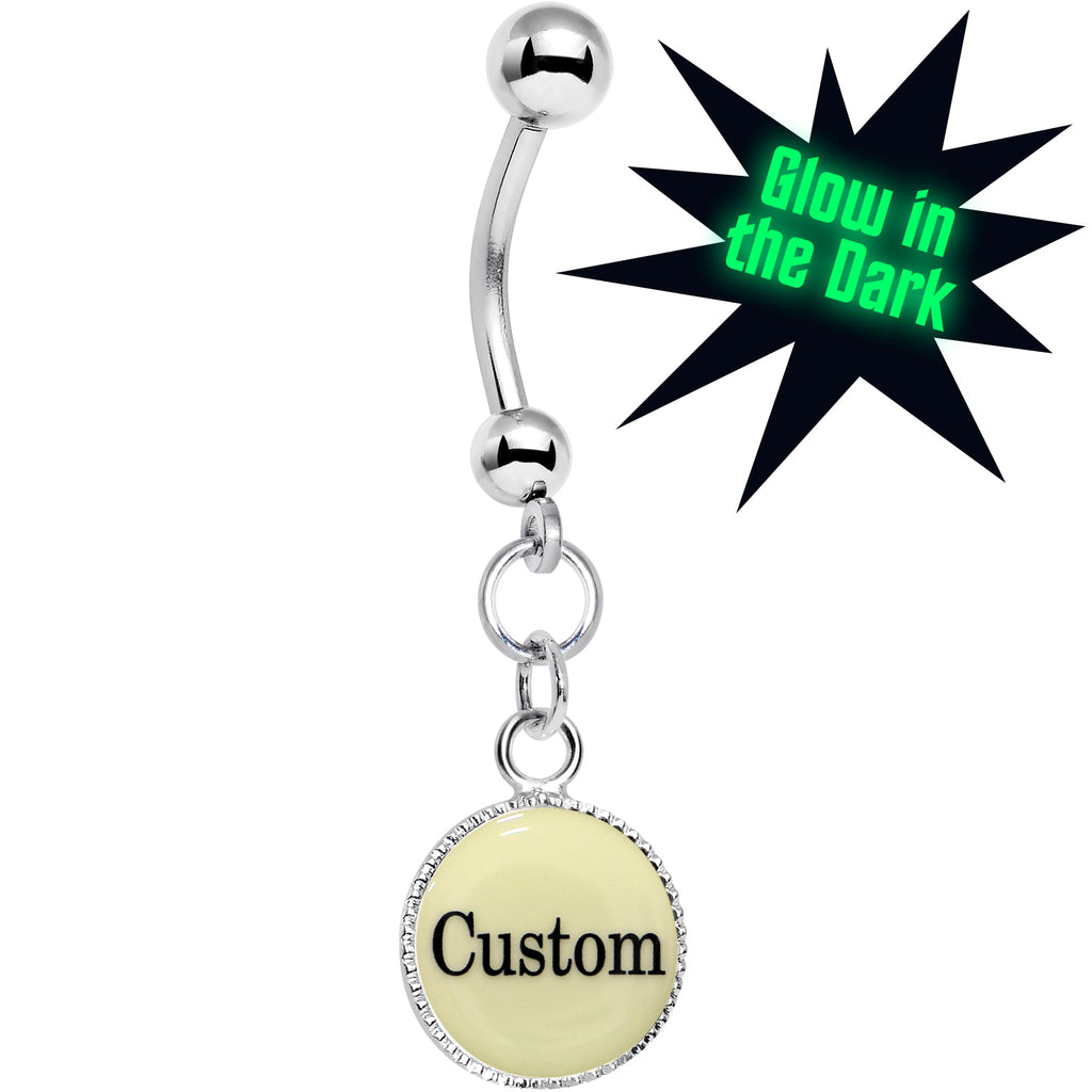 Custom Glow in the Dark Personalized Name Dangle Belly Ring