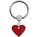 Red Glitter Heart Captive Ring