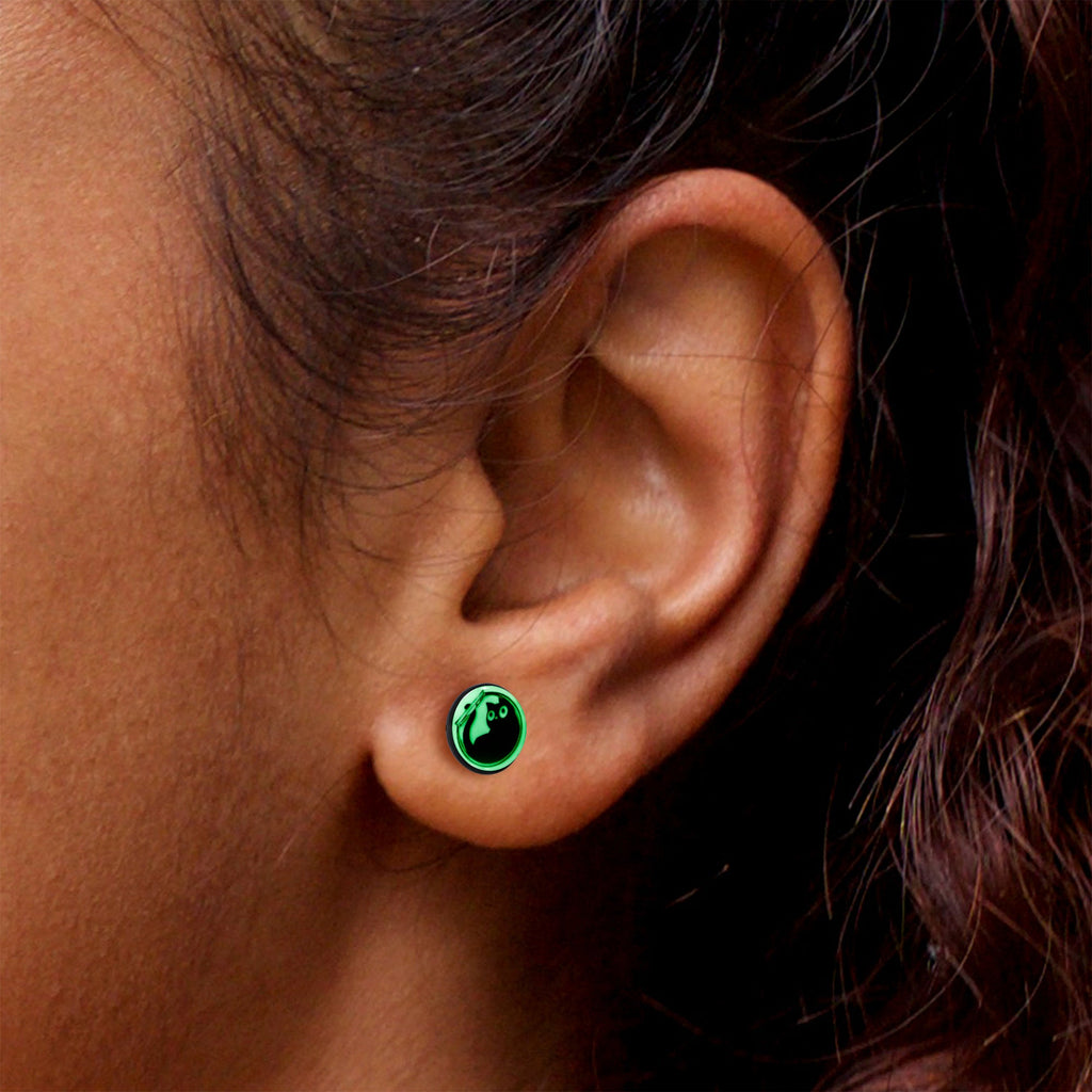 Fishbowl Kitty Cat Glow in the Dark Stud Earrings by Onyx O