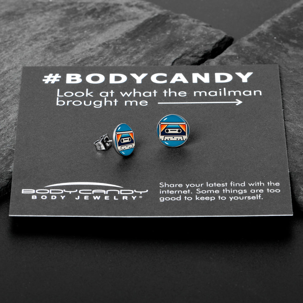 Retro Cassette Tape Stud Earrings by Onyx O