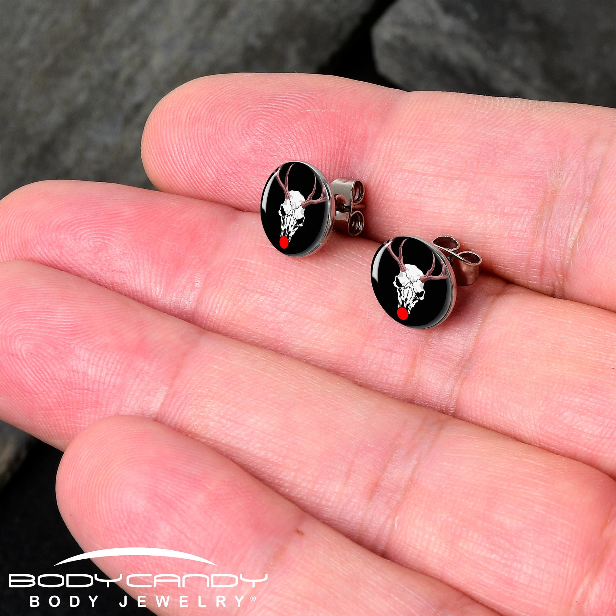 Holiday Dead Nosed Reindeer Stud Earrings by Onyx O