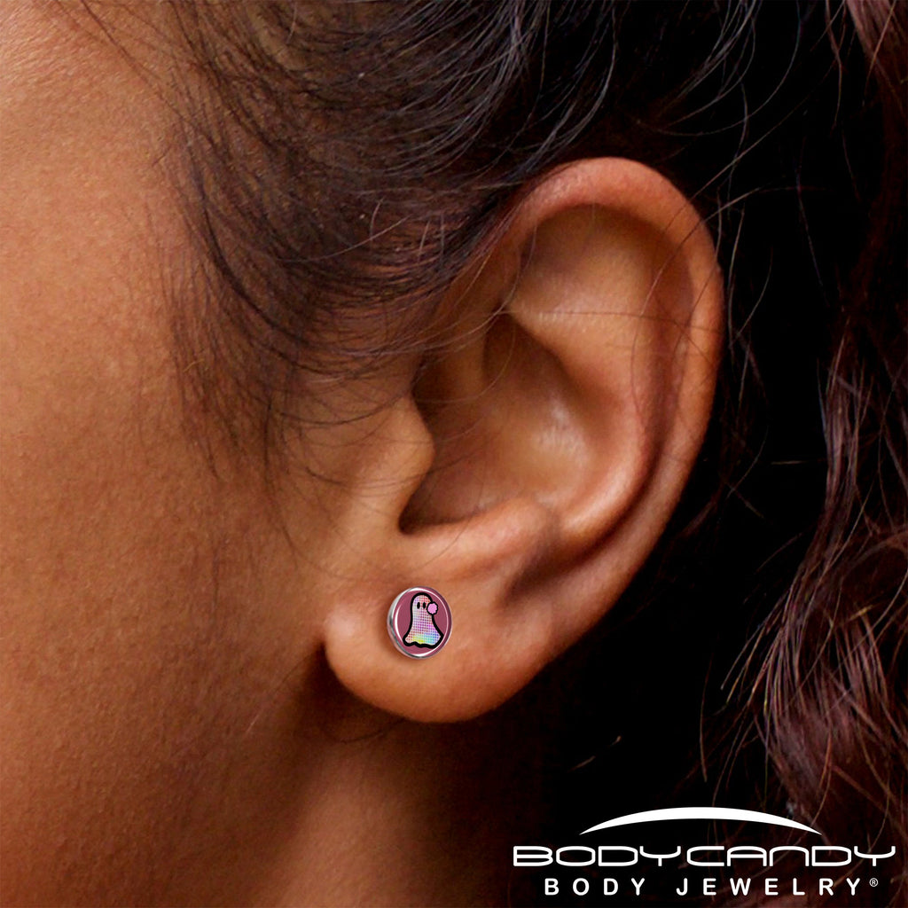Disco Spirit Ghost Stud Earrings by Onyx O