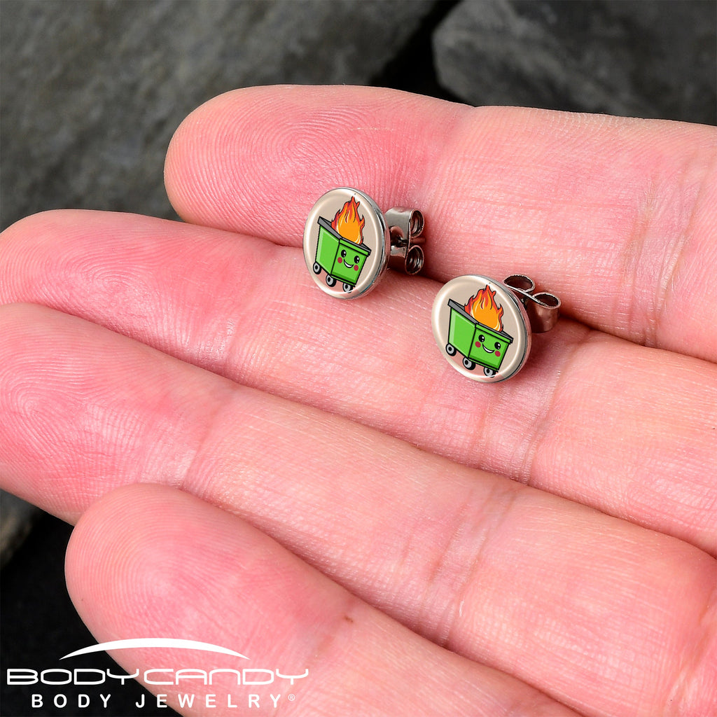 Dumpster Fire Stud Earrings by Onyx O