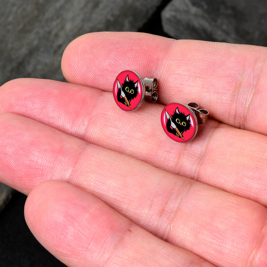 Stabby Cat Stud Earrings by Onyx O