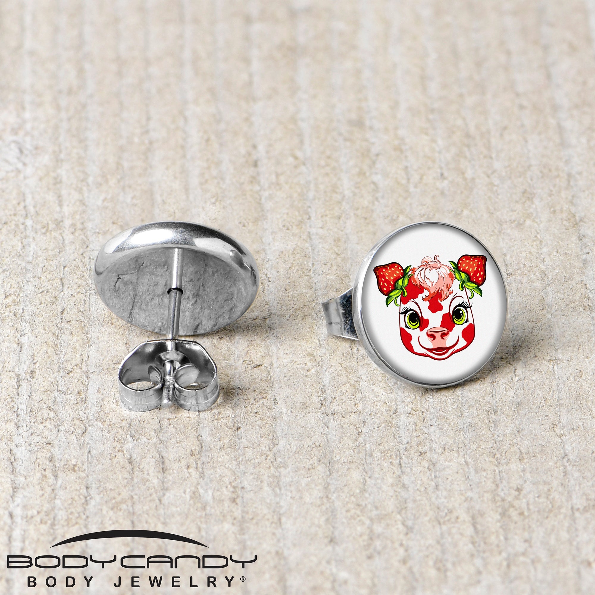 Stawberry Cow Stud Earrings by Onyx O
