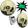 Webbed Skull Glow in the Dark Stud Earrings