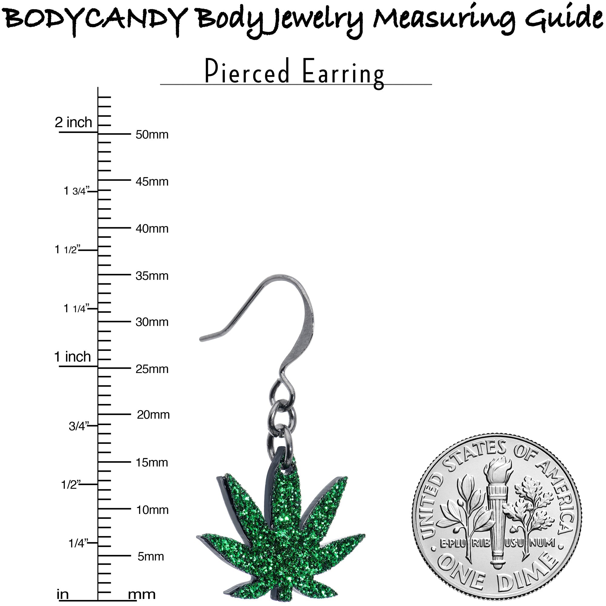 Green Glitter Marijuana Pot Leaf Dangle Earrings