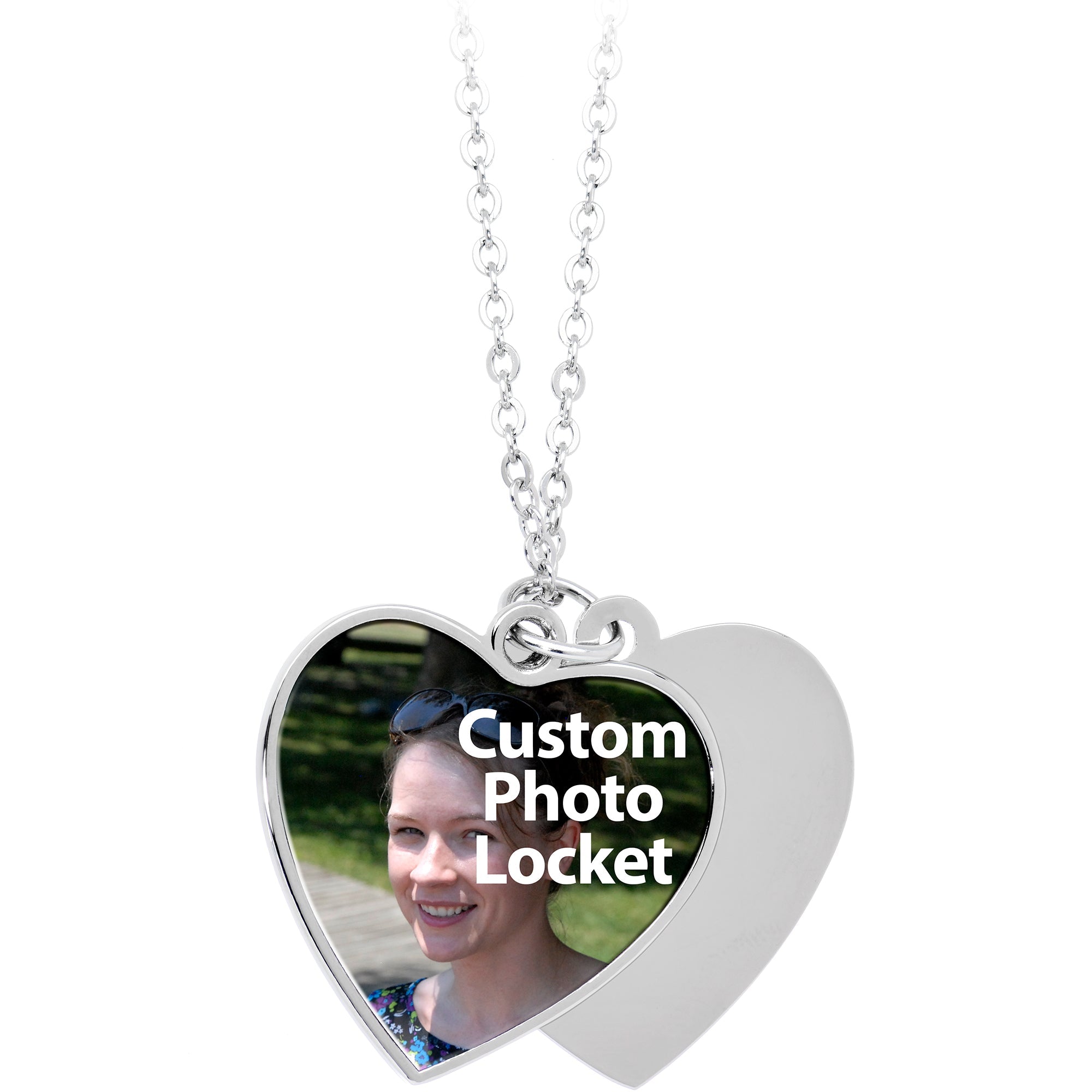 Custom Photo Sliding Locket Heart Pendant Necklace