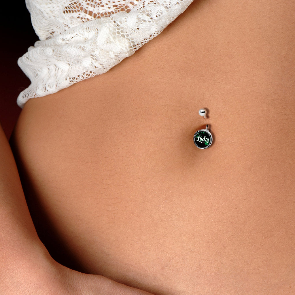 St Patricks Day Lucky Shamrock Belly Ring