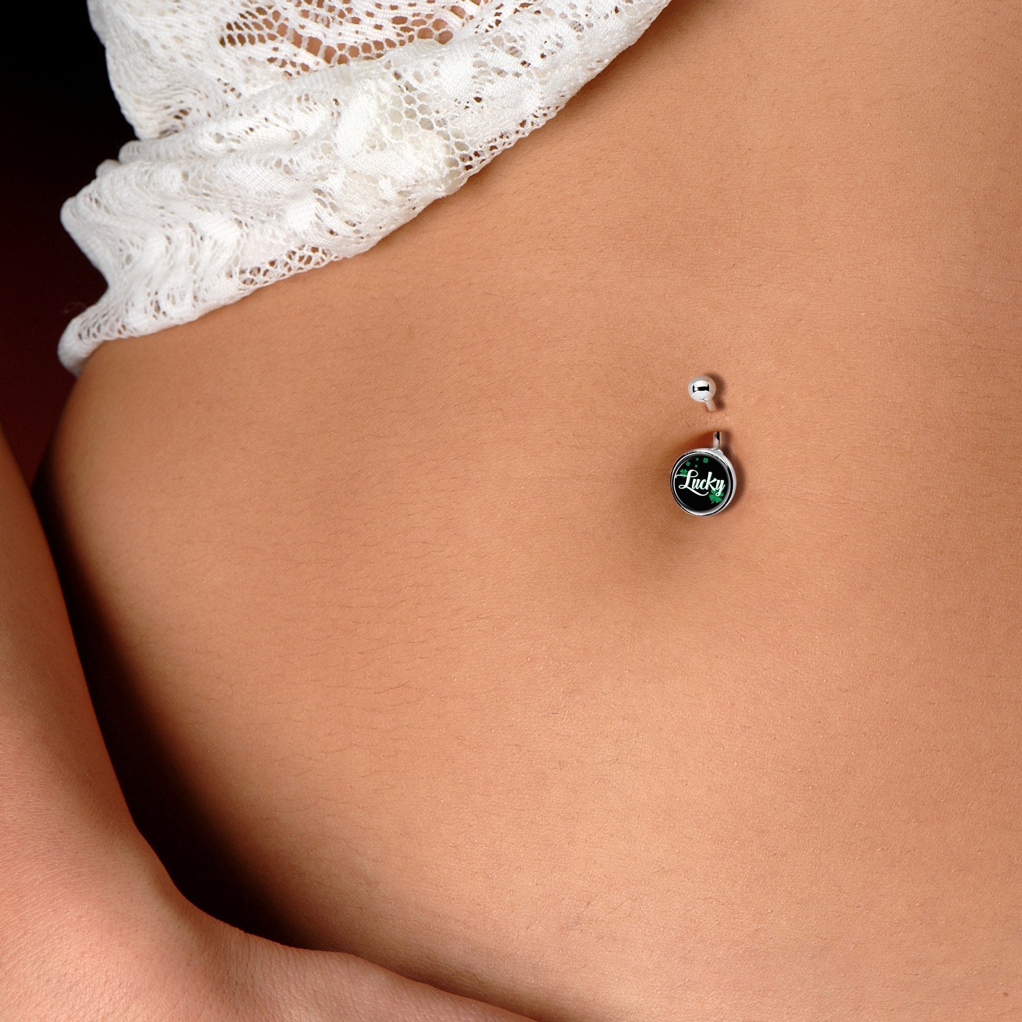 St Patricks Day Lucky Shamrock Belly Ring