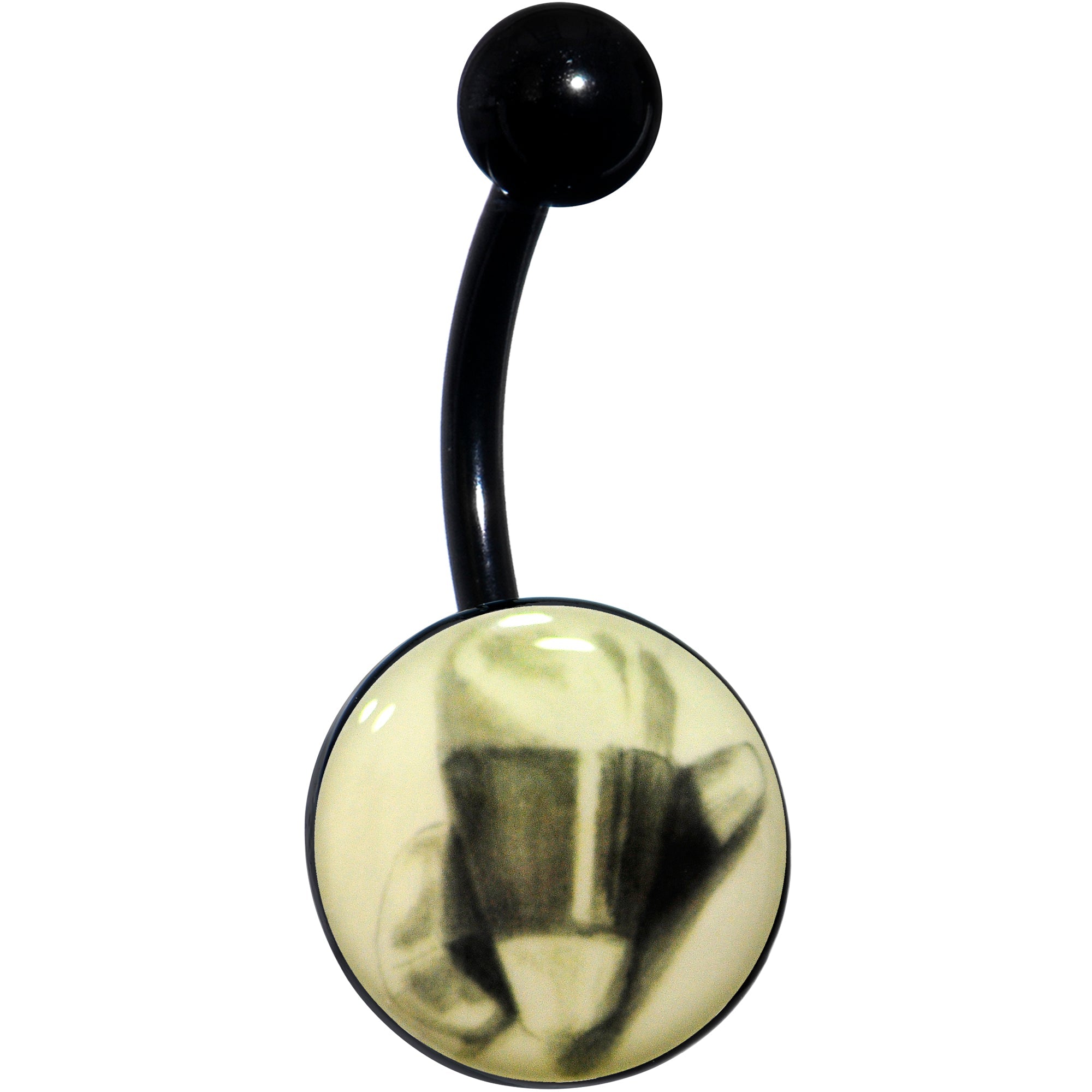 Black Titanium Classic Candy Corn Glow in the Dark Belly Ring